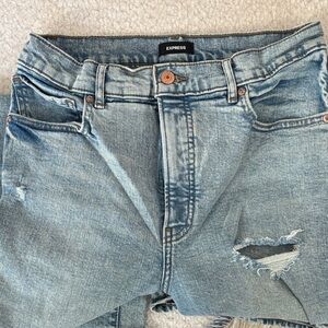 Express Wide Leg Denim Ripped Jeans